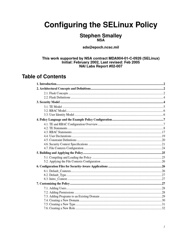 Configuring SELinux Security Policy Guide | PDF | Operating System ...