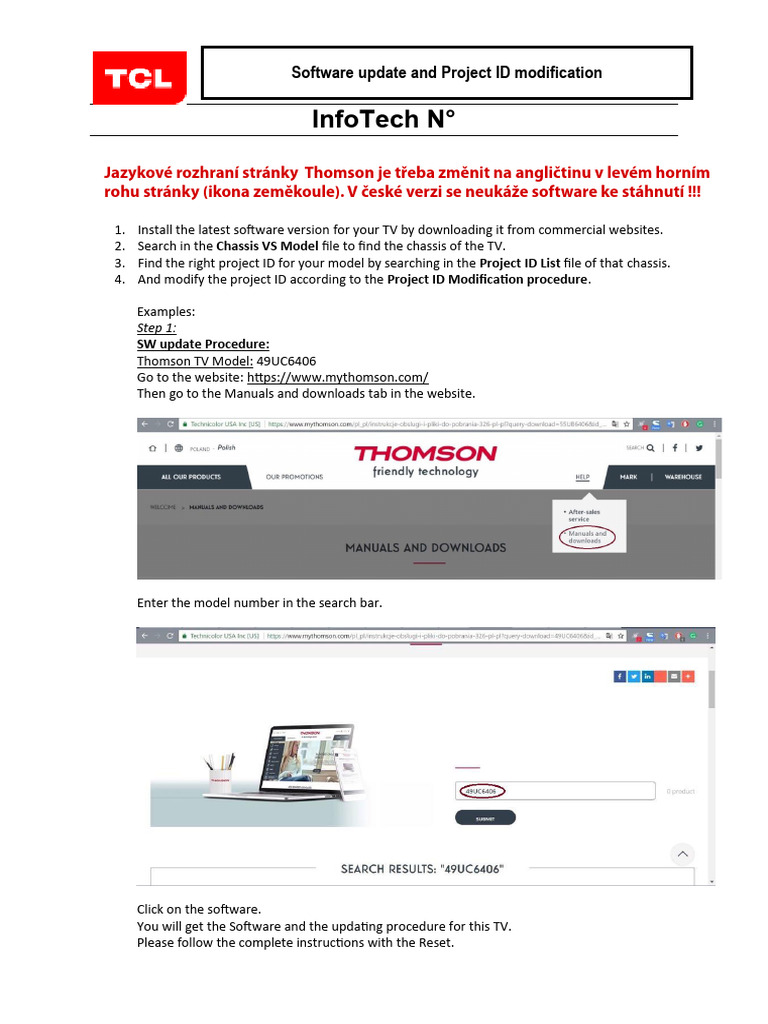 TV Software Update & Project ID Guide | PDF