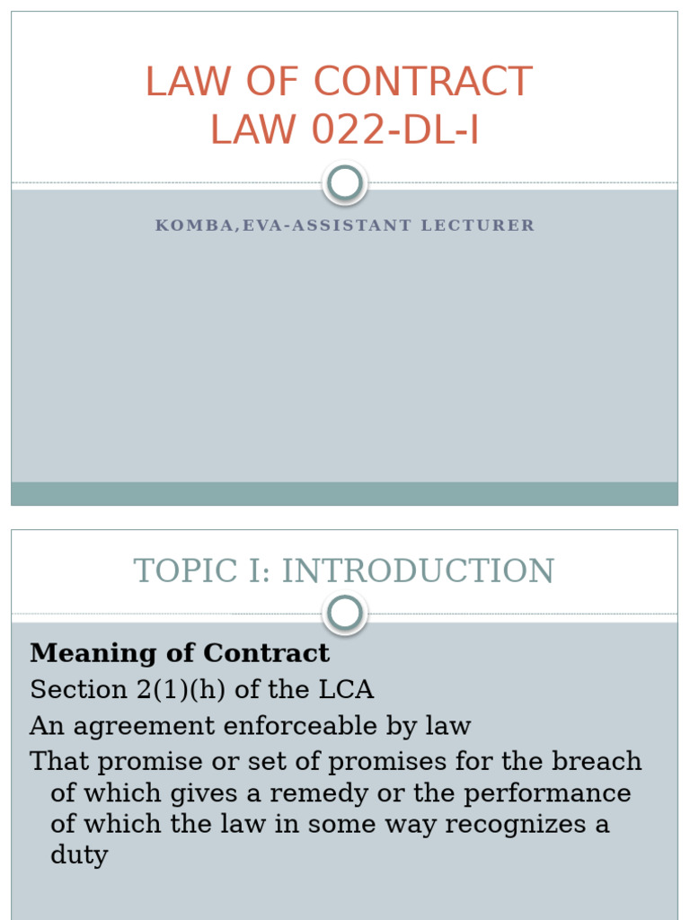 Introduction to Law of Contract | PDF | Misrepresentation | Offer And ...