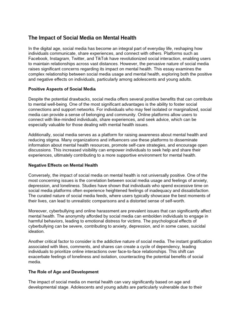 Social Media's Effects on Mental Health | PDF | Social Media | Popular ...