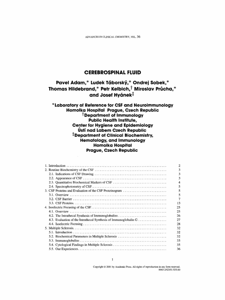 adam2001 | PDF | Cerebrospinal Fluid | Clinical Medicine