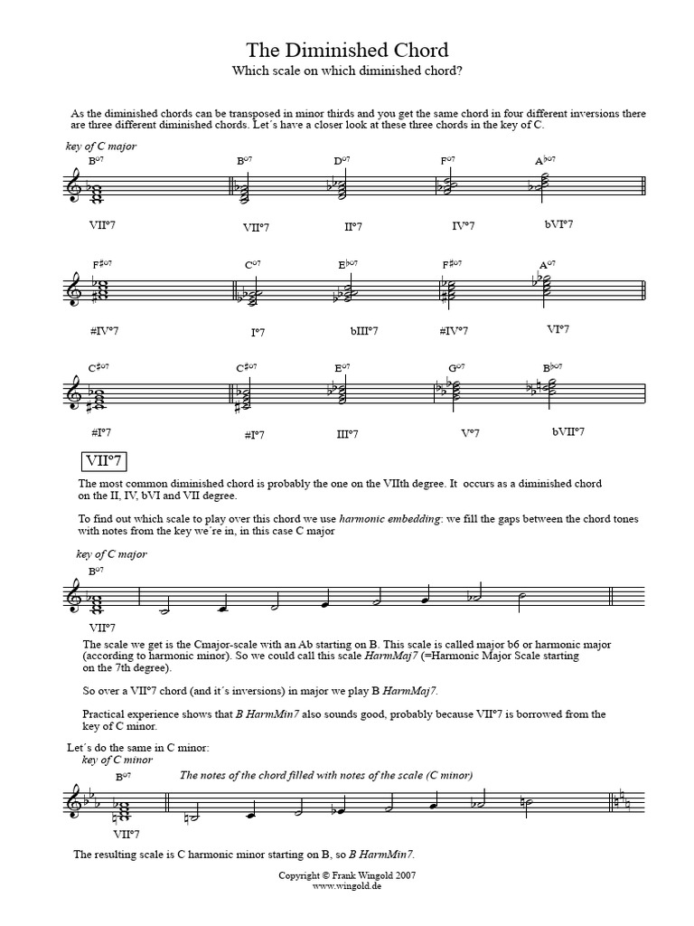 The Diminished Chord | PDF | Chord (Music) | Scale (Music)