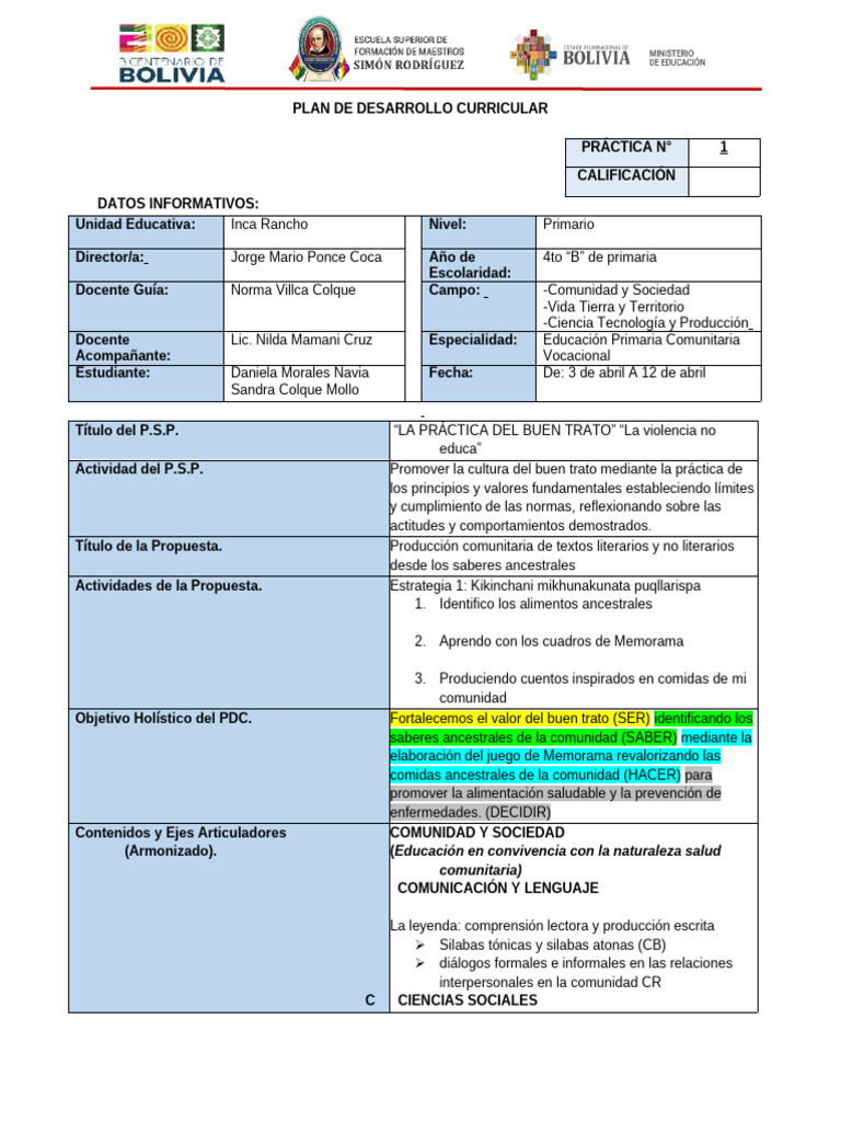 Plan de Desarrollo Curricular Primaria | PDF | Science | Sustentabilidad