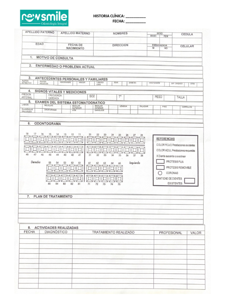New Smile - Historia Clinica | PDF