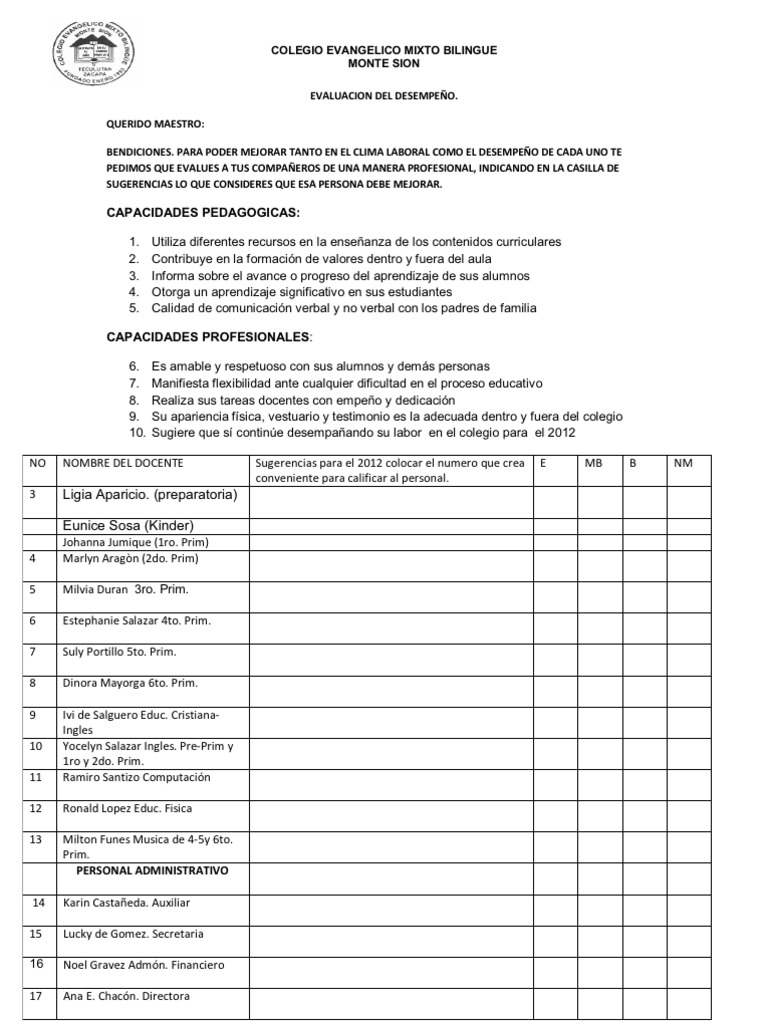 EVALUACION DEL DESEMPEÑO DOCENTE