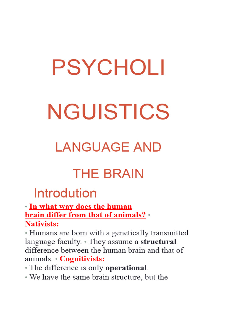 Language and The Human Brain | PDF | Lateralization Of Brain Function ...