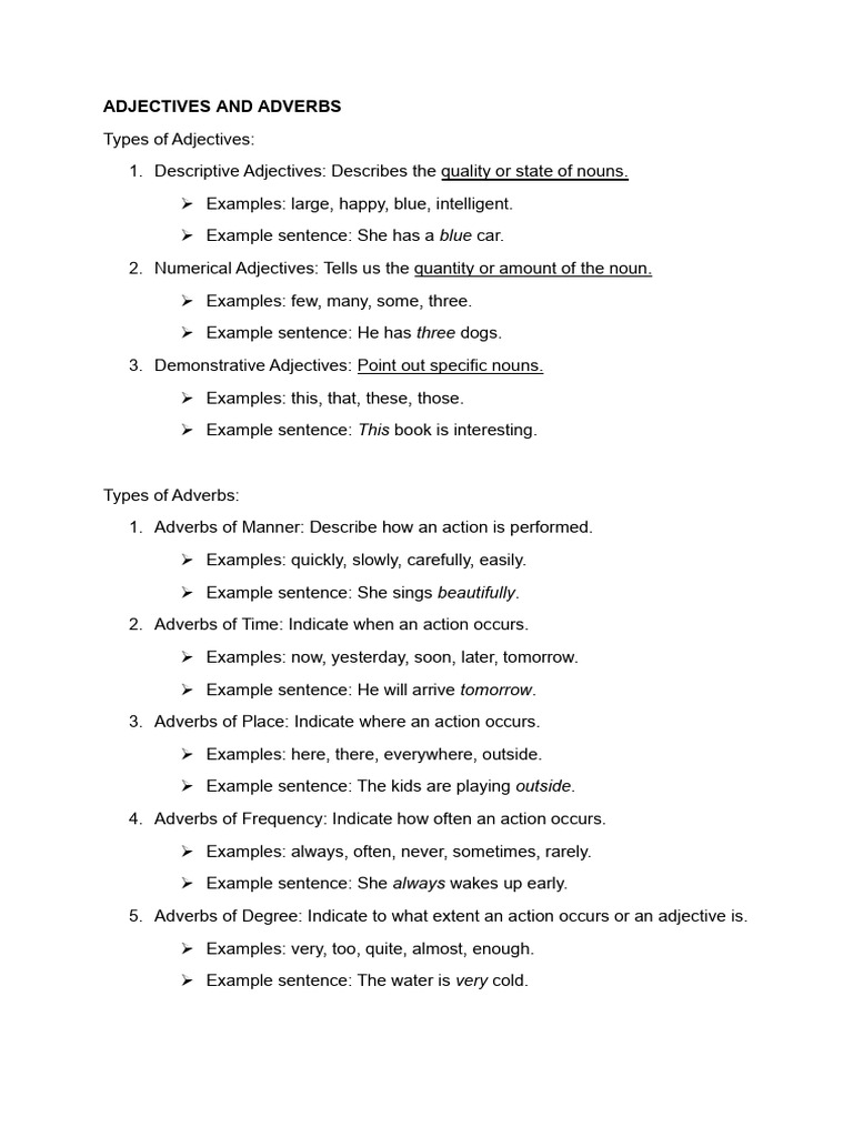 Adjectives and Adverbs Explained | PDF | Adverb | Adjective