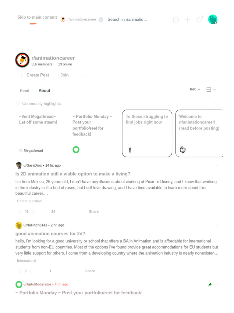 Animation Career Community Insights | PDF | Animation
