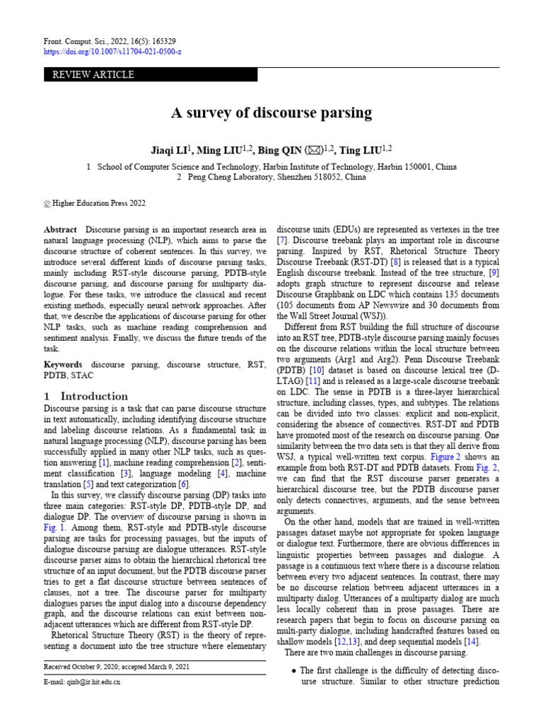 Discourse Parsing for NLP Experts | PDF | Parsing | Statistical ...