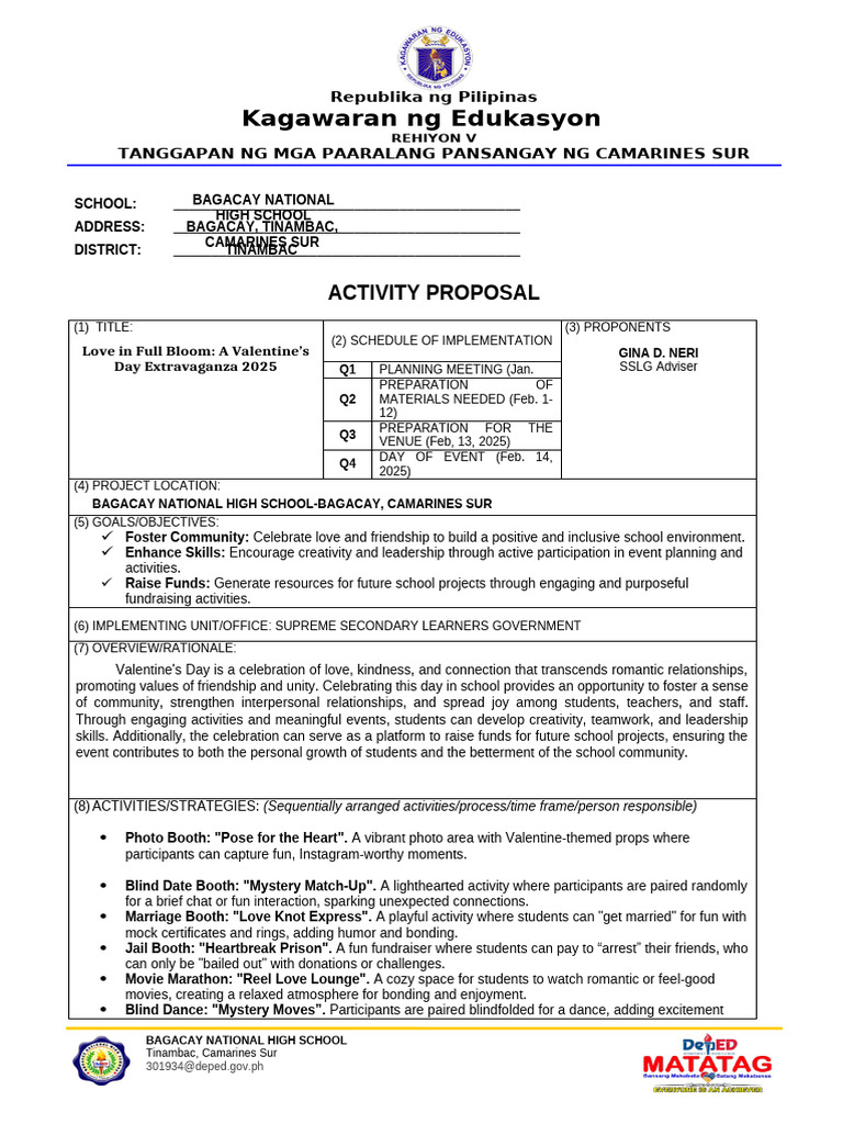 Valentine's Day Extravaganza 2025 Proposal | PDF | Social Psychology
