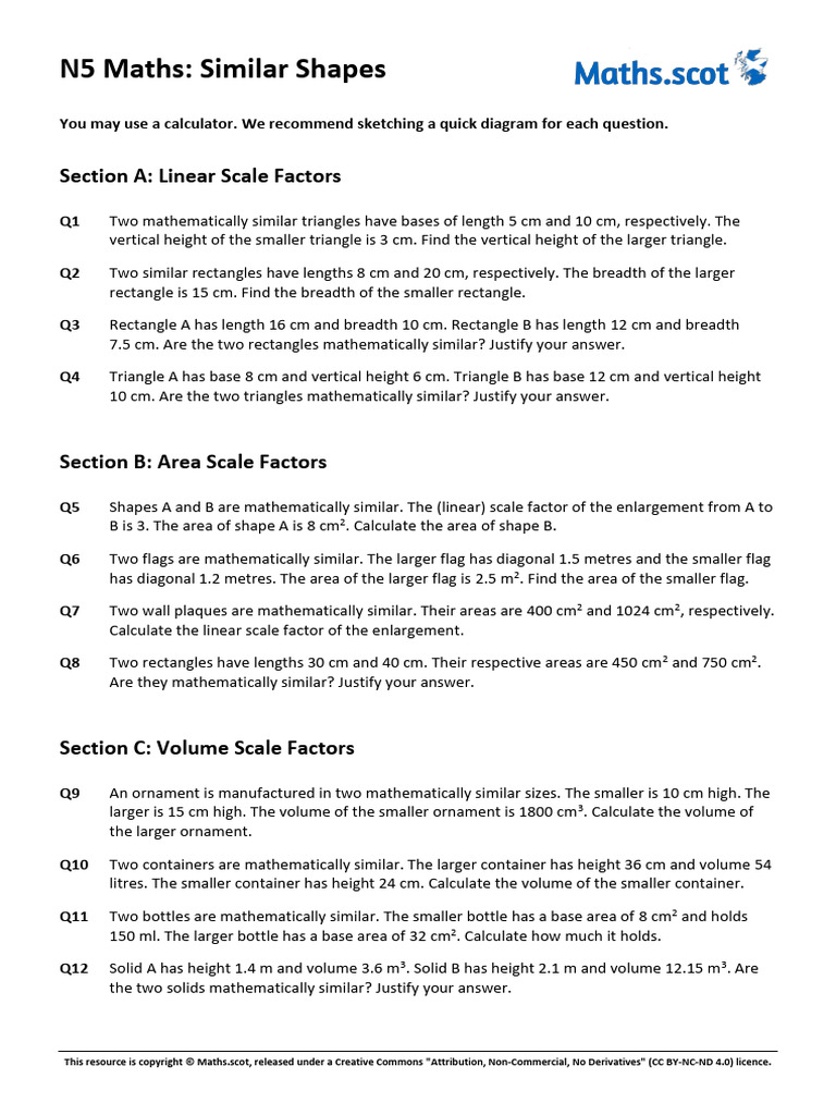 Similar Shapes | PDF | Area | Volume
