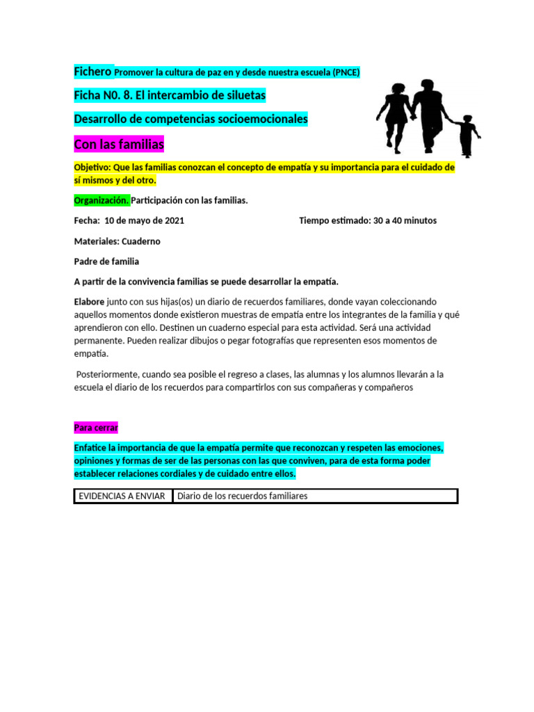 ficha 8 alumno con las familias | PDF