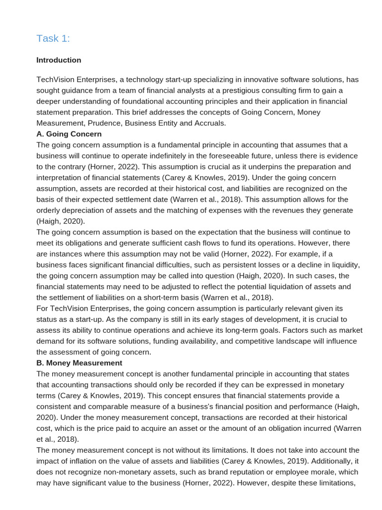 accounting report | PDF | Going Concern | Expense