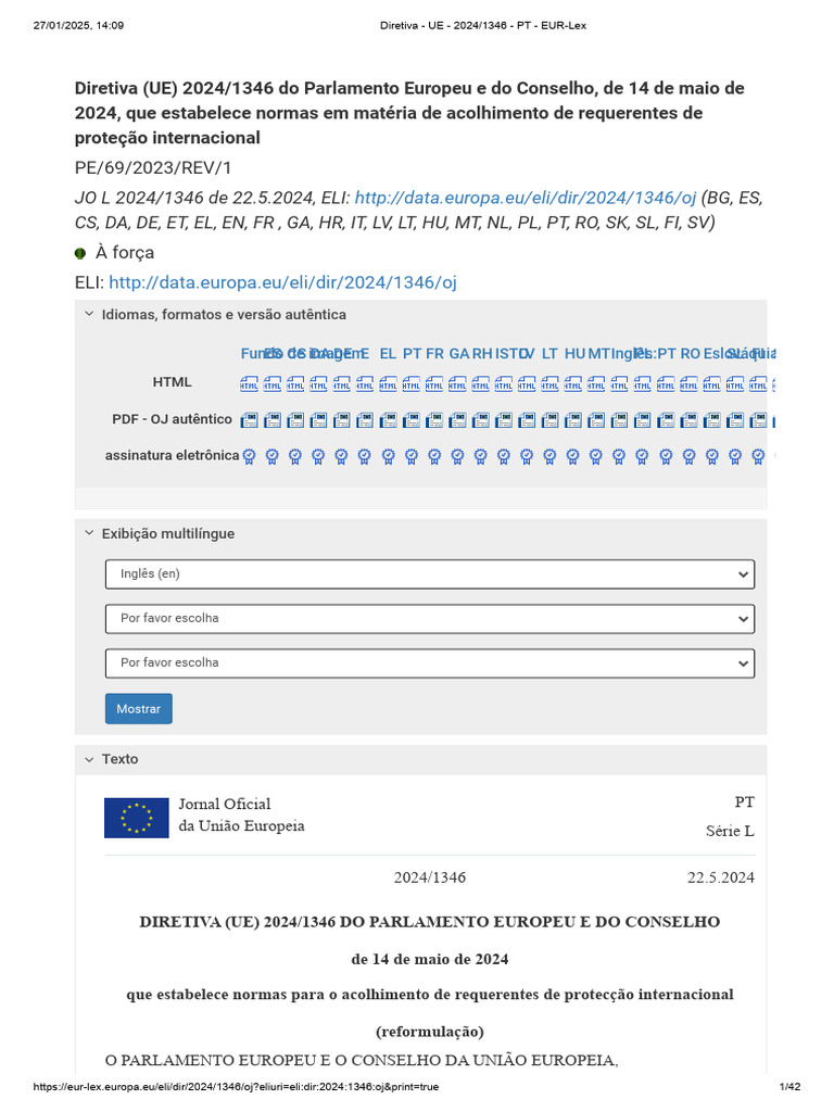 Directive EU 2024/1346 on Asylum Procedures | PDF | Detention ...
