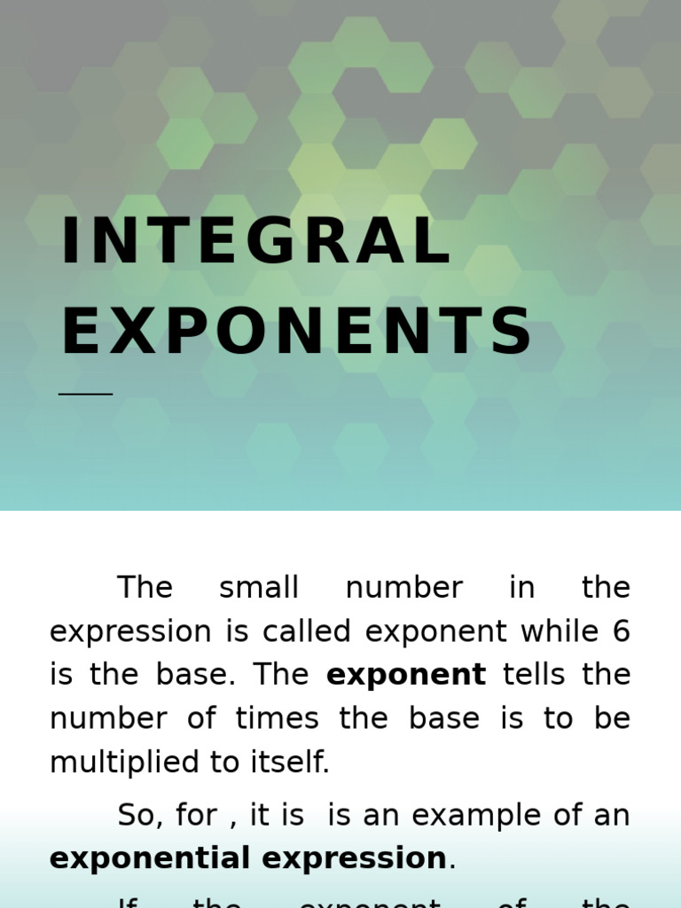Integral Exponents | PDF