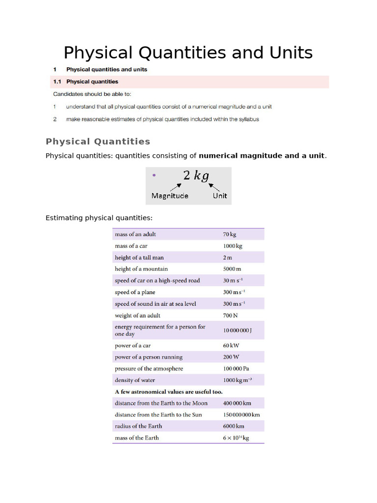 Understanding Physical Quantities And Si Units Pdf