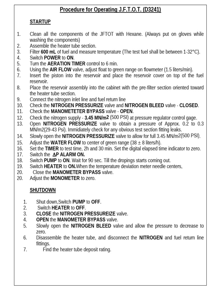J.F.T.O.T. Operation Procedure Guide | PDF