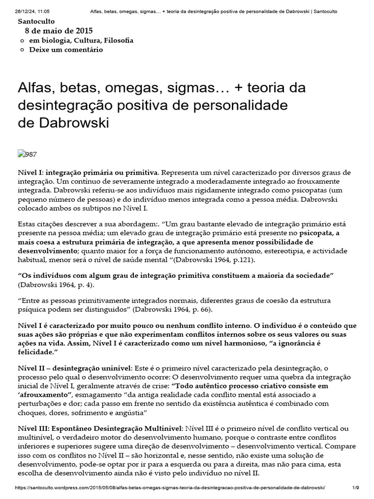 Alfas, Betas, Omegas, Sigmas + Teoria Da Desintegração Positiva de ...