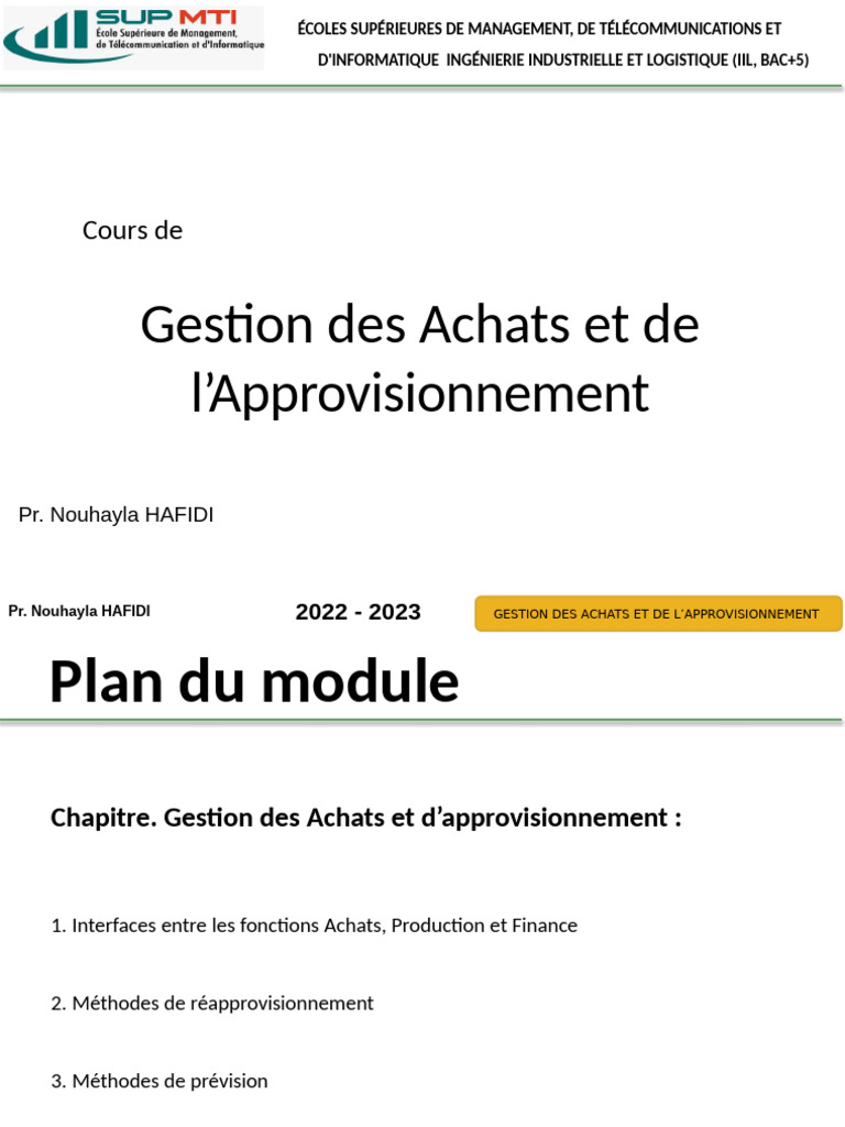 Gestion Achat Appro Version3 | PDF | Stock | Logistique