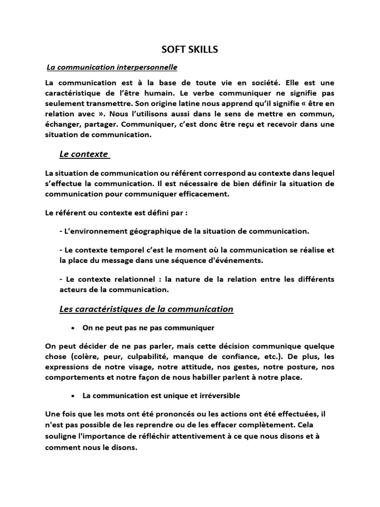 Communication et Soft Skills Essentielles | PDF | la communication ...