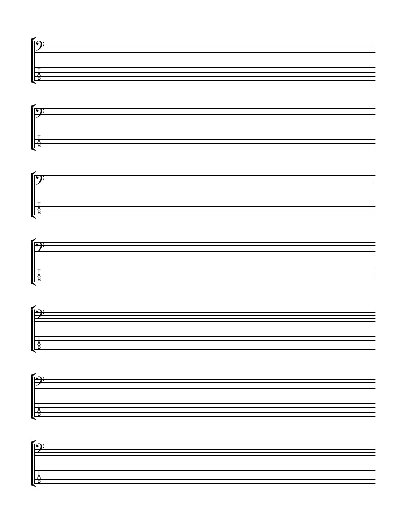 4 Line Bass Tab and Notation | PDF