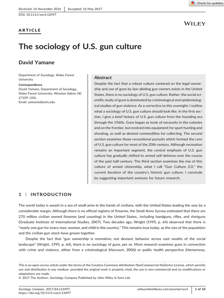 Sociology of U.S. Gun Culture Explained | PDF | Concealed Carry In The ...
