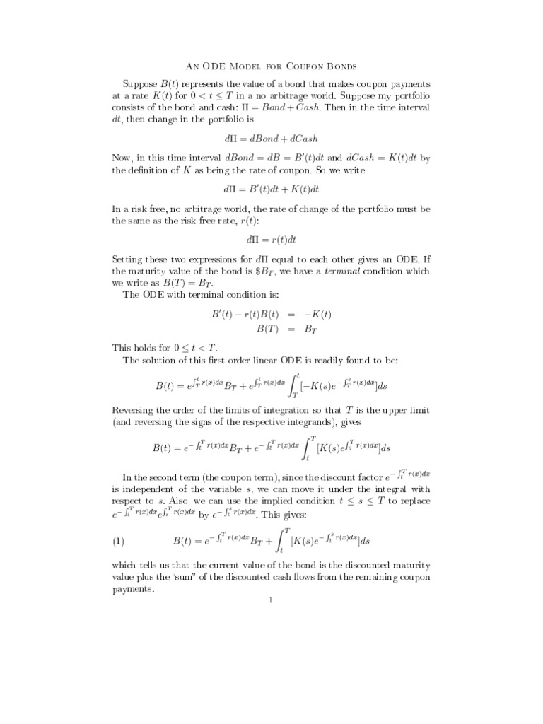 ODEBondModel | PDF | Bonds (Finance) | Bond Market