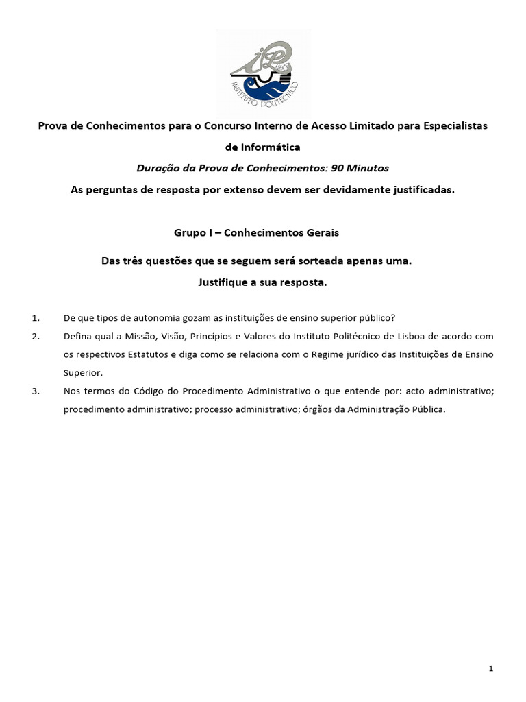 Prova de Conhecimentos para Especialistas em TI | PDF | I Pv6 | Sistema ...