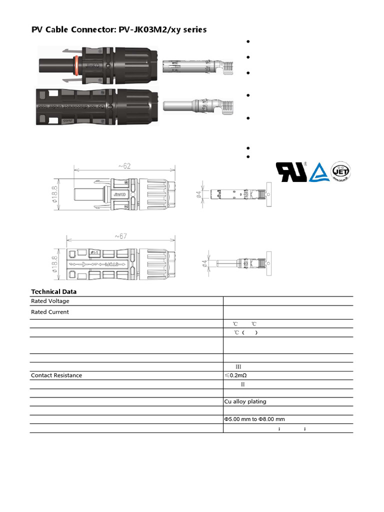 Jinko JK03M Connector Overview | PDF