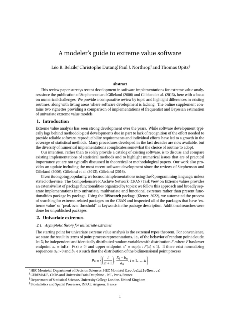 Extreme Value Analysis Software Review | PDF | Mathematical ...