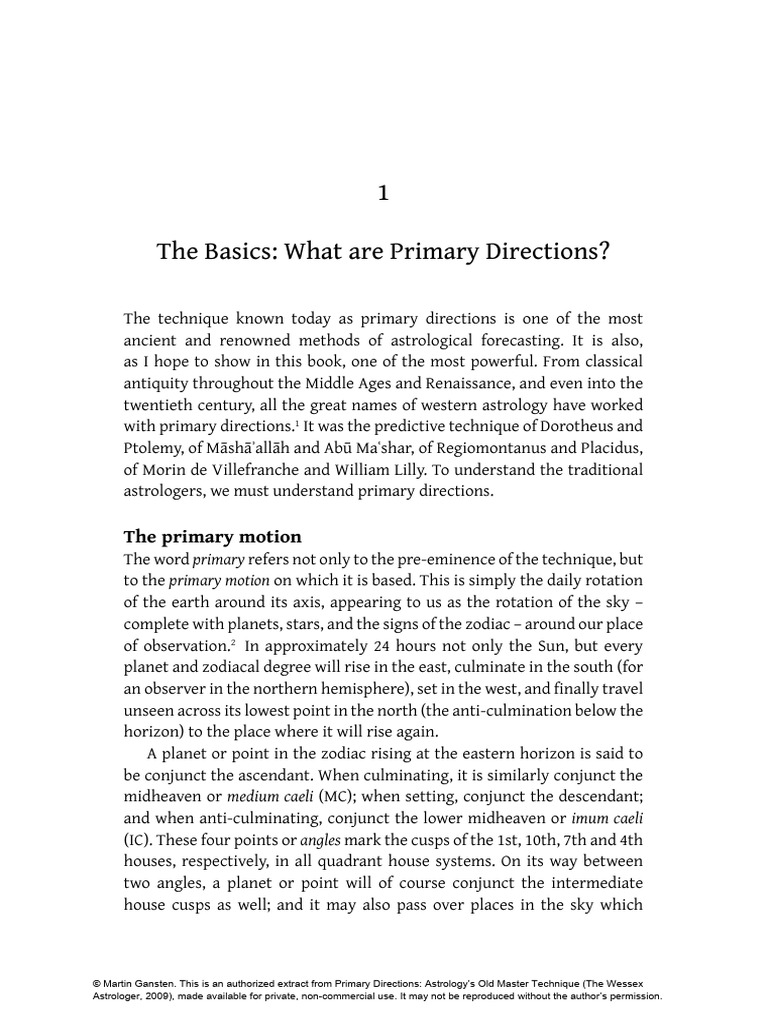 The Basics What Are Primary Directions Compress | PDF | Horoscope ...