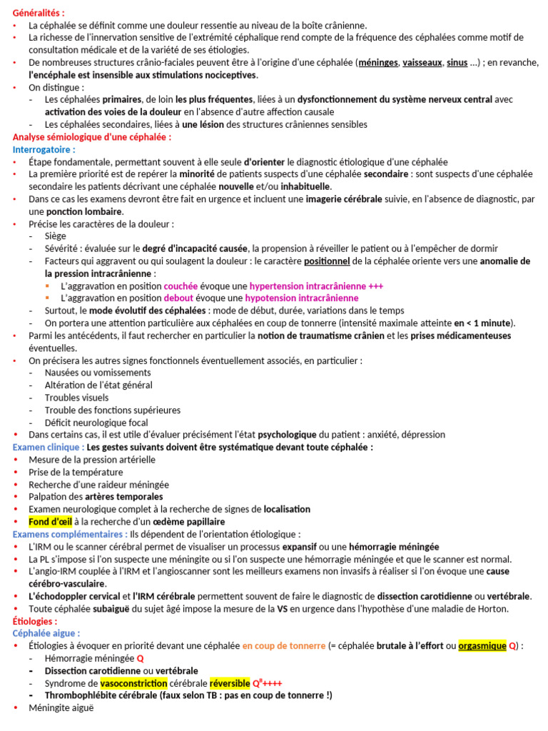 Comprendre les céphalées : types et diagnostics | PDF | Céphalée ...
