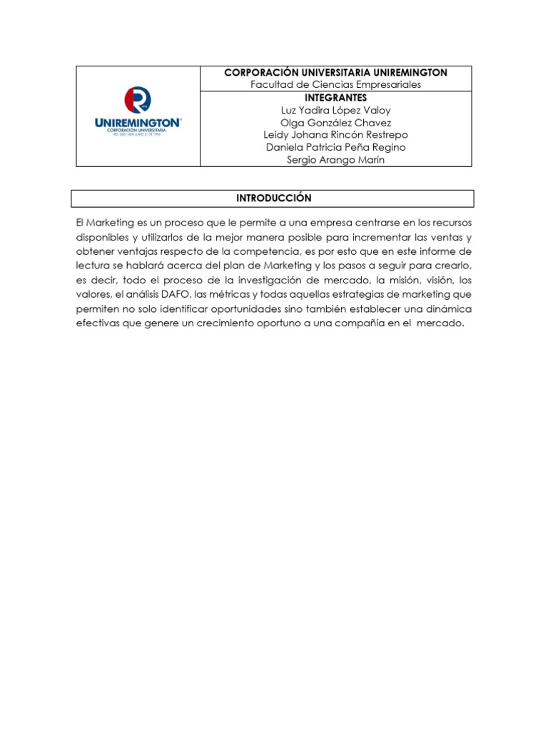 Guía Completa para un Plan de Marketing | PDF | Marketing | Análisis FODA