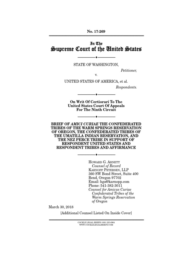 Amicus Warm Springs Respondent | PDF | Columbia River