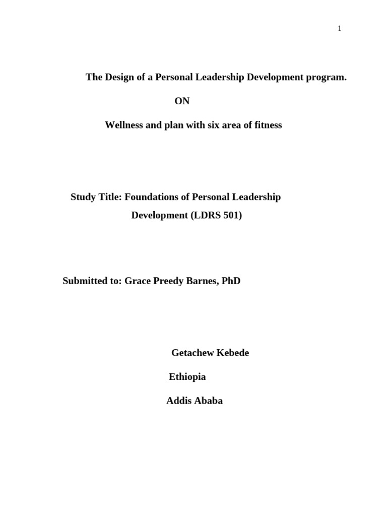 Personal Leadership & Wellness Program Design | PDF | Physical Fitness ...