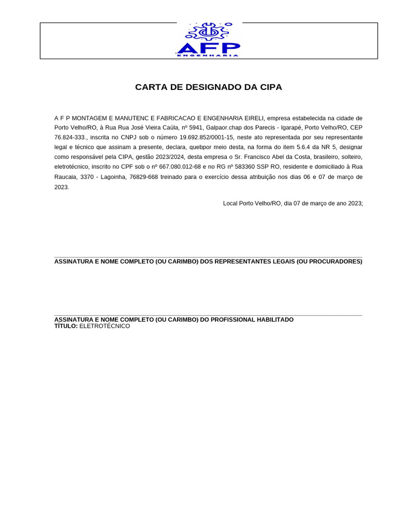 Designação CIPA 2023/2024 | PDF