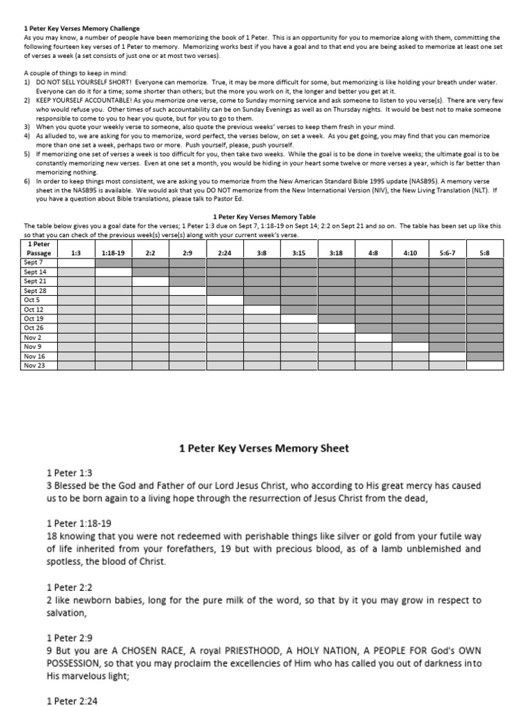 1peter Memory Challenge | PDF | New International Version | Systematic ...