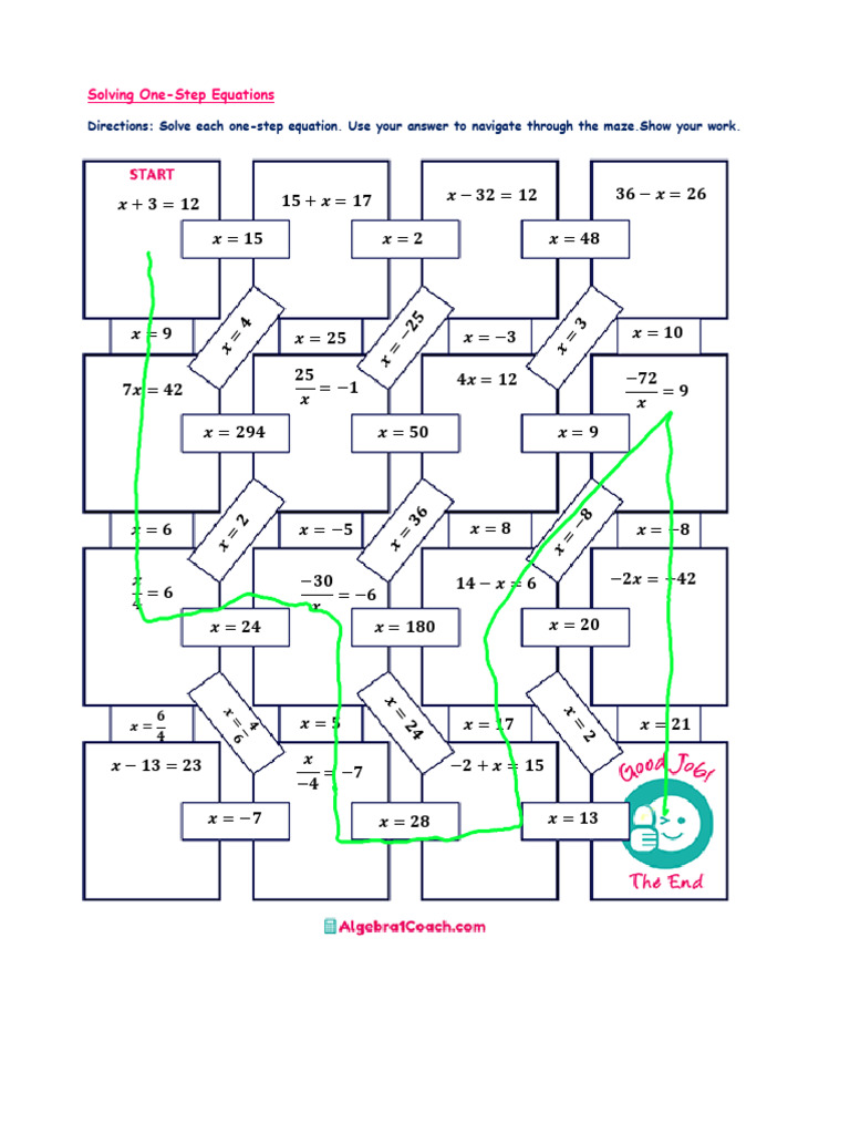 Kami Export - 2-1-Solving-One-Step-Equations-Maze-Activity | PDF