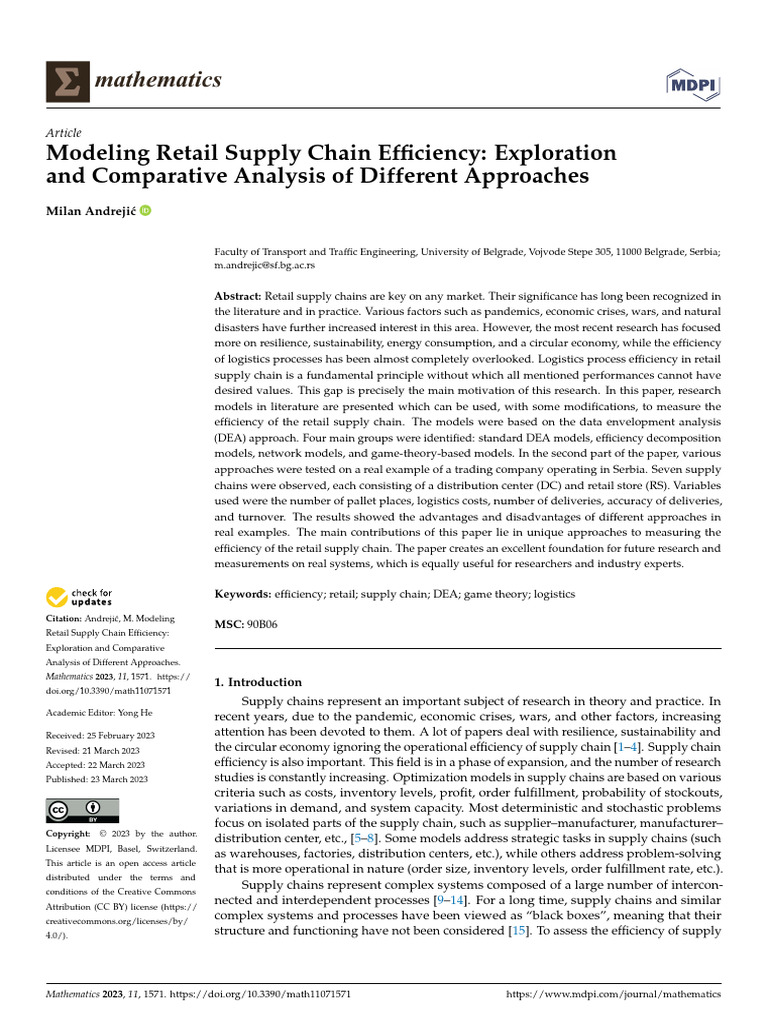 Retail Supply Chain Efficiency Models | PDF | Supply Chain | Logistics