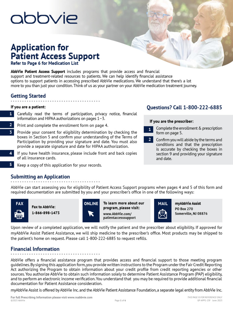 AbbVie Patient Assistance Application Guide | PDF | Medical ...