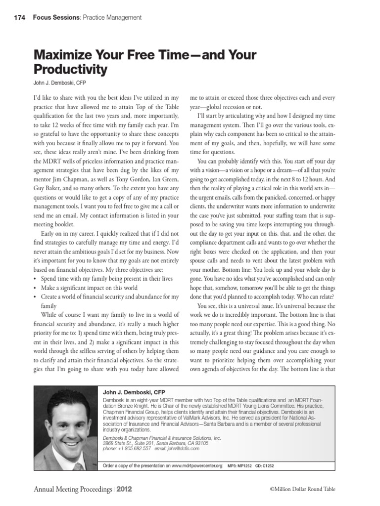 Maximize Your Free Time-And Your Productivity | PDF | Disciplines