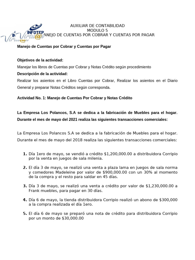 Manejo de Cuentas por Cobrar y Pagar | PDF | Dinero | Hoja de balance