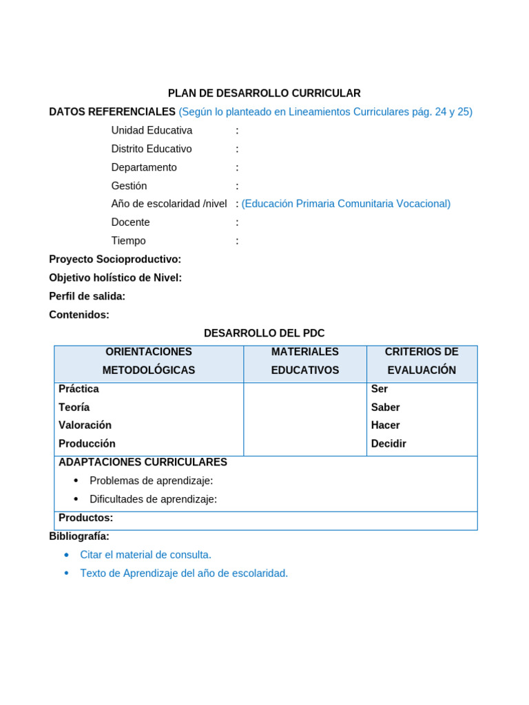 Plan de Desarrollo Curricular 2024 | PDF