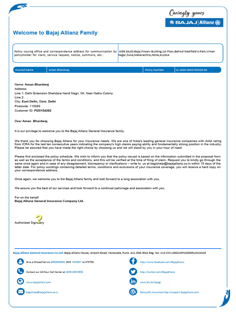 Policy_schedule_doc car 2 | PDF | Insurance