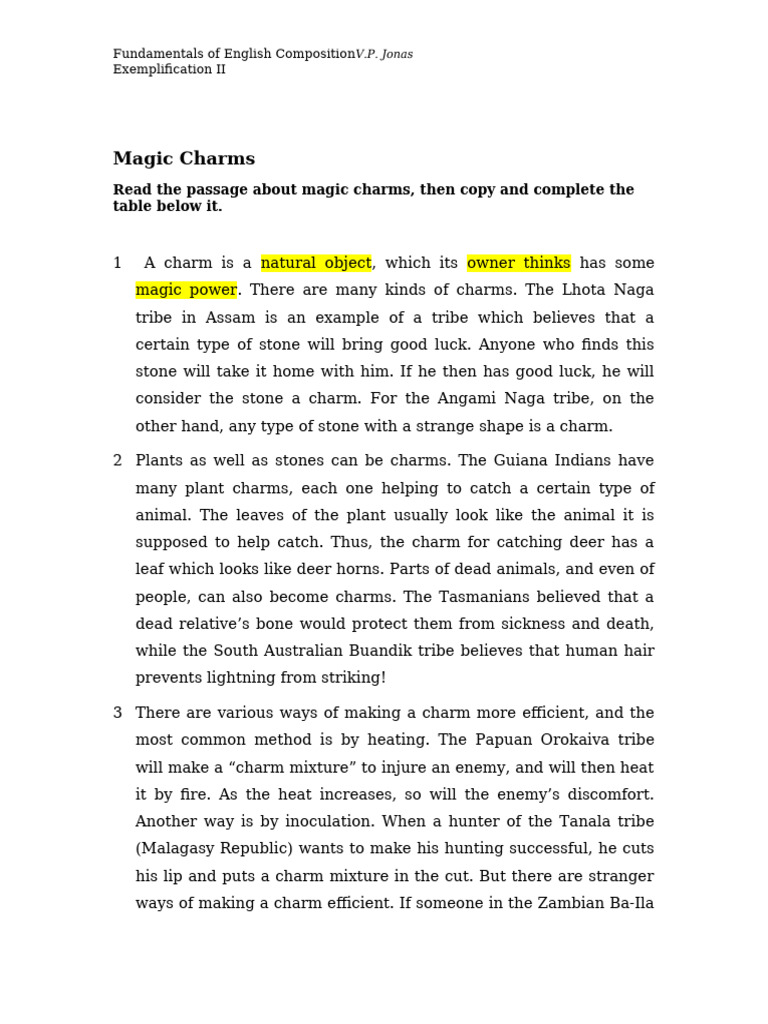 Magic Charms: Types and Methods Explained | PDF | Communication ...
