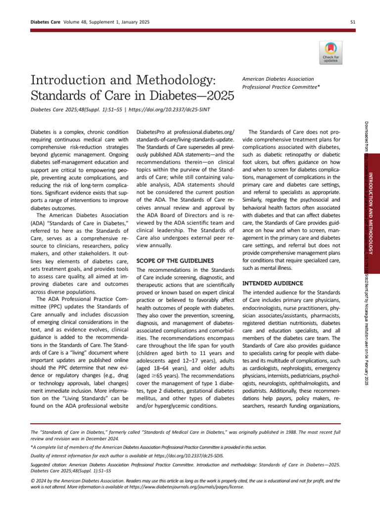 Standards of Care in Diabetes 2025 | PDF | Diabetes | Primary Care