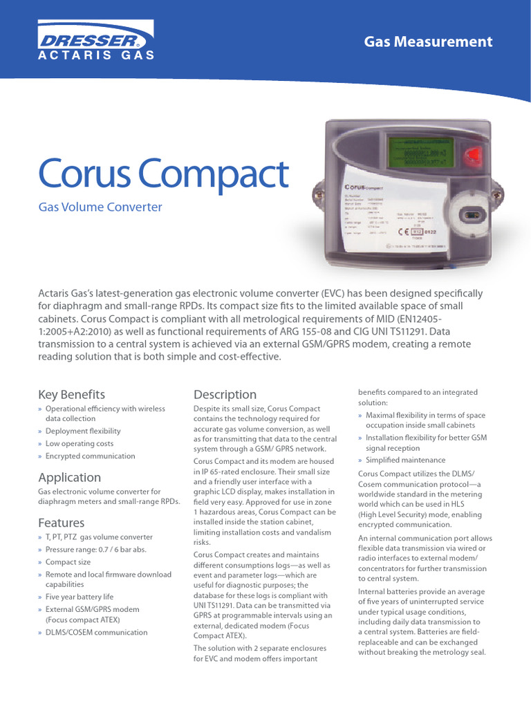 Actaris Gas Measurement Corus Compact Brochure | PDF | General Packet ...