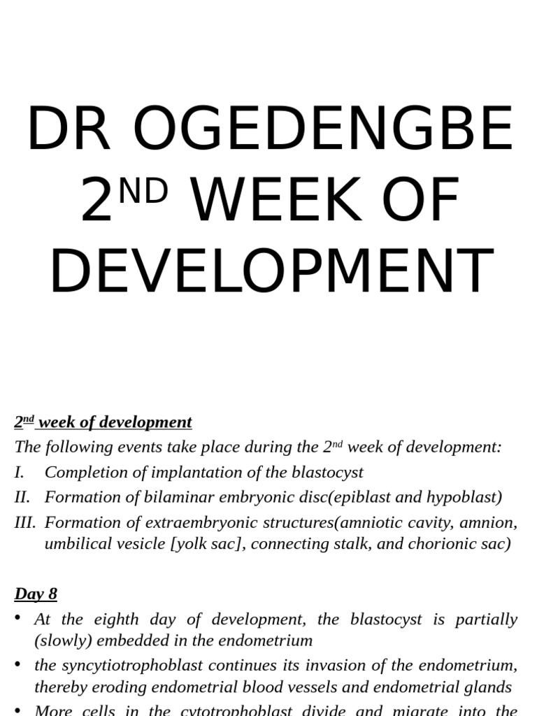 2ND Week of Development | PDF | Human Chorionic Gonadotropin | Reproduction