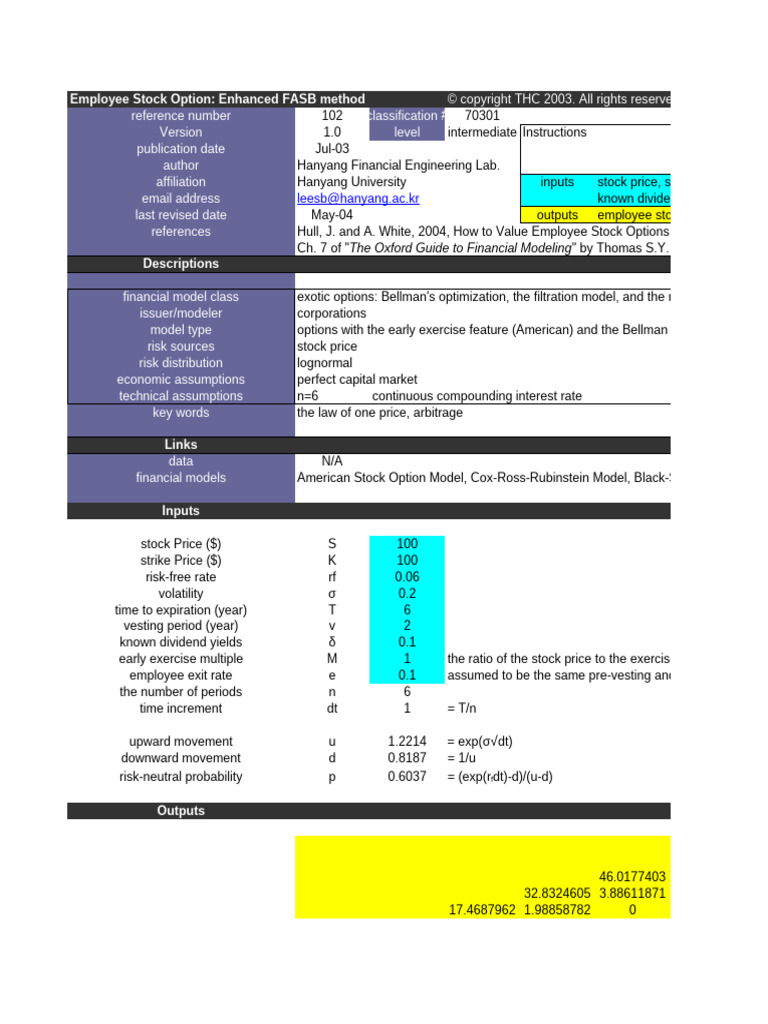 Employee Stock Option FASB Model Guide | PDF | Option (Finance ...