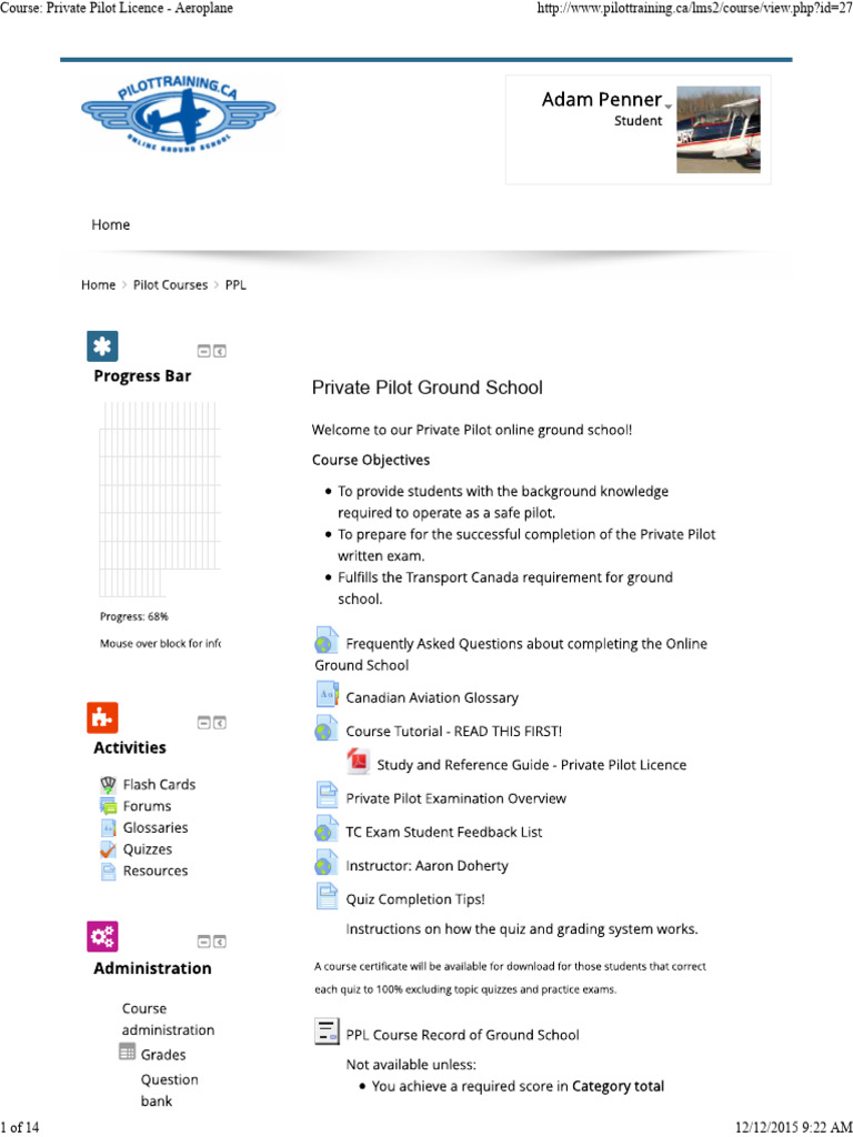 Course Private Pilot Licence | PDF | Aviation | Professional Titles And ...